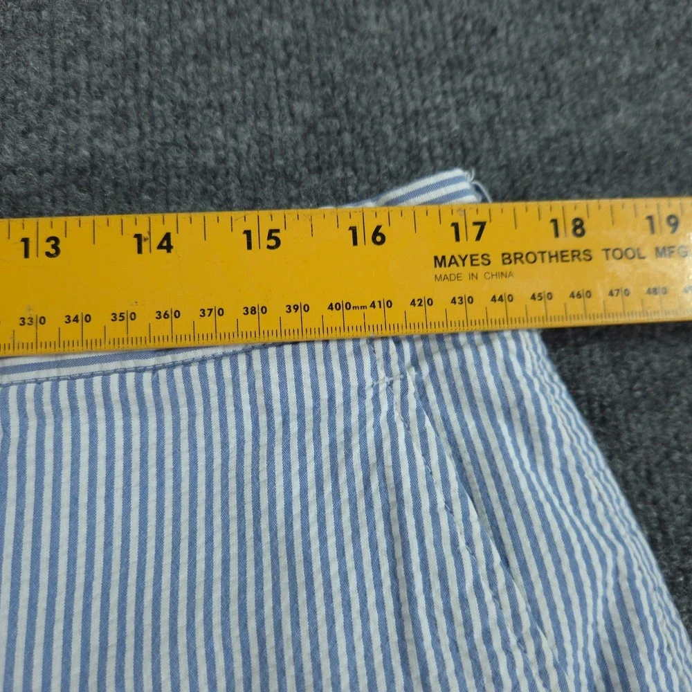 Polo Ralph Lauren Men's 34 Blue Striped Seersucker Chino Shorts Flat Front